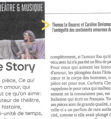 Théâtre : "Ce qui reste d'un amour"