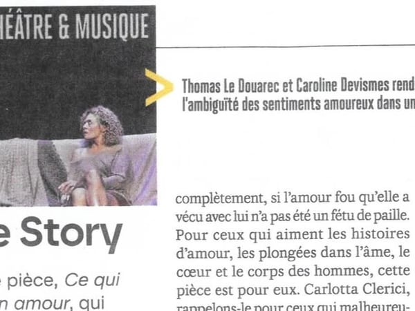 Théâtre : "Ce qui reste d'un amour"